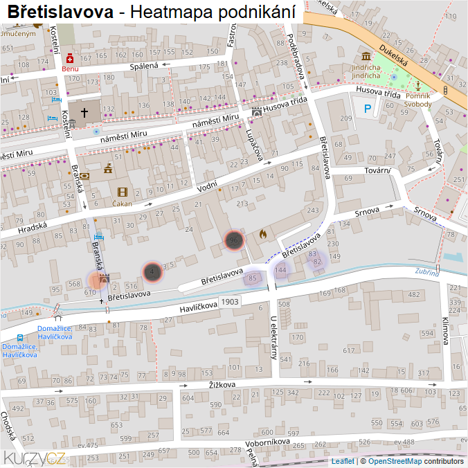 Mapa Břetislavova - Firmy v ulici.