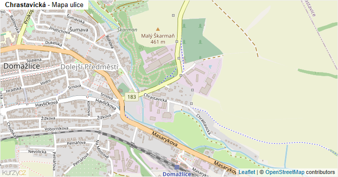 Chrastavická - mapa ulice