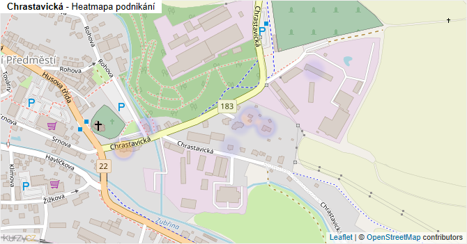 Chrastavická - mapa podnikání