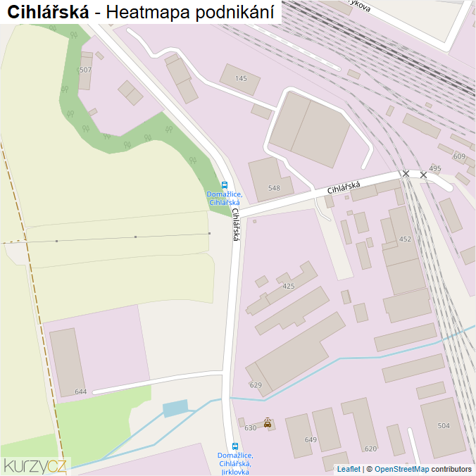 Mapa Cihlářská - Firmy v ulici.