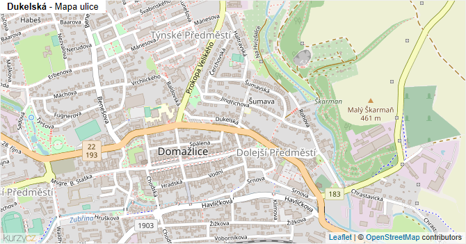 Dukelská - mapa ulice