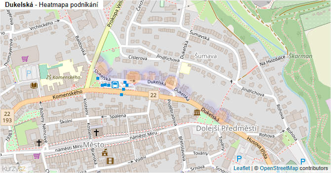 Dukelská - mapa podnikání