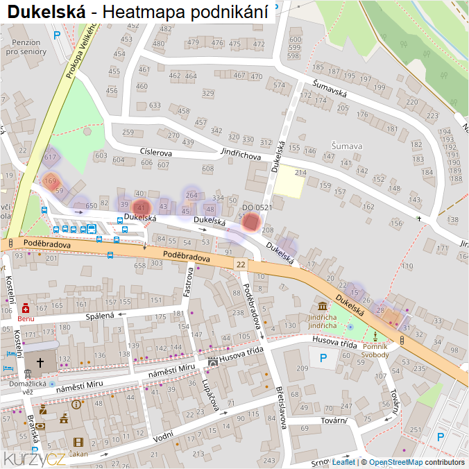 Mapa Dukelská - Firmy v ulici.