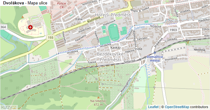 Dvořákova - mapa ulice