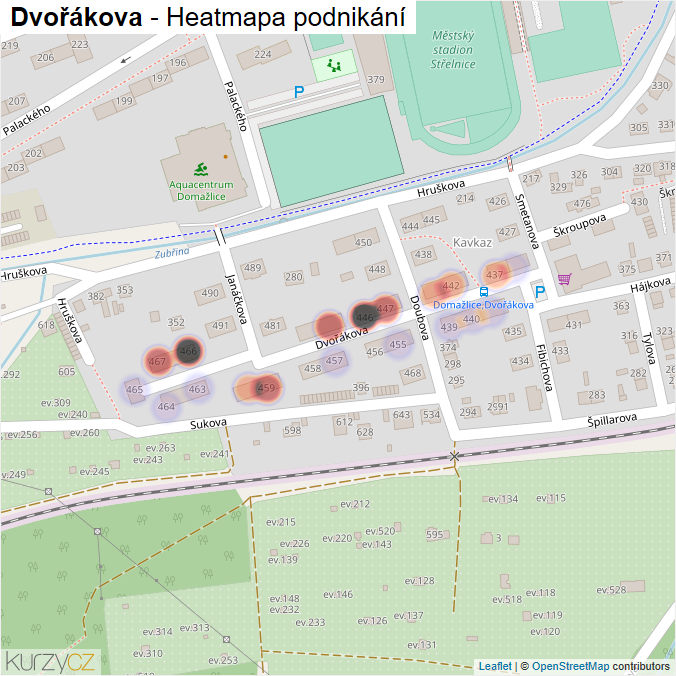 Mapa Dvořákova - Firmy v ulici.