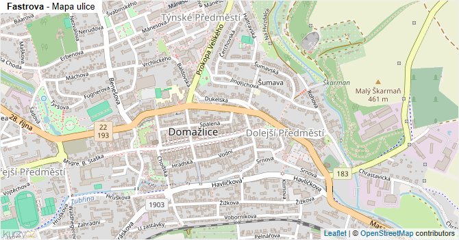 Fastrova - mapa ulice
