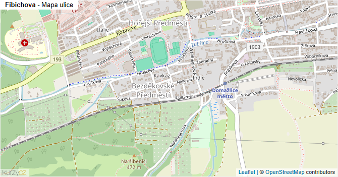 Fibichova - mapa ulice