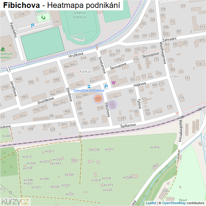 Mapa Fibichova - Firmy v ulici.