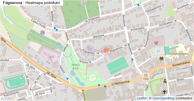 Fügnerova - mapa podnikání