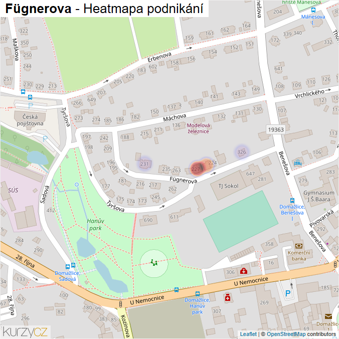 Mapa Fügnerova - Firmy v ulici.