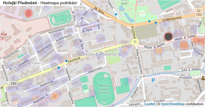 Hořejší Předměstí - mapa podnikání
