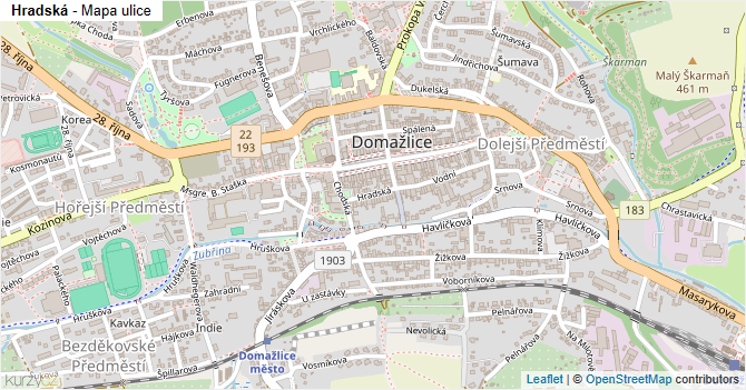 Hradská - mapa ulice
