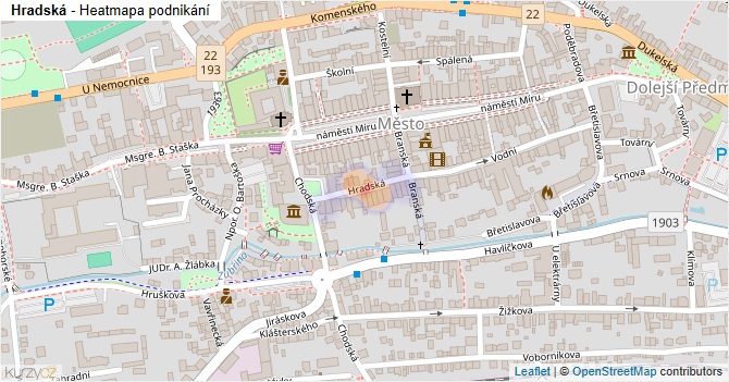 Hradská - mapa podnikání