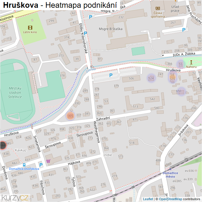 Mapa Hruškova - Firmy v ulici.