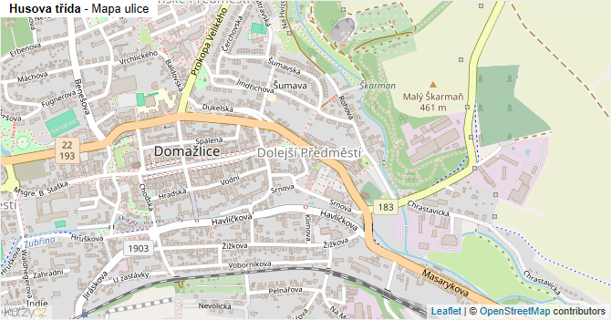 Husova třída - mapa ulice