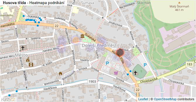 Husova třída - mapa podnikání