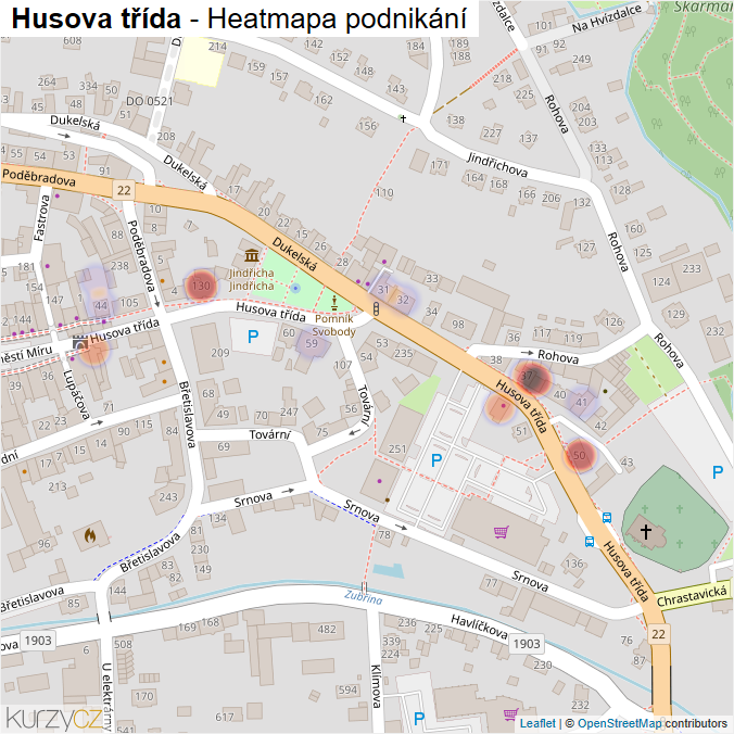 Mapa Husova třída - Firmy v ulici.