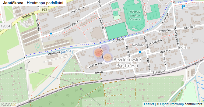 Janáčkova - mapa podnikání