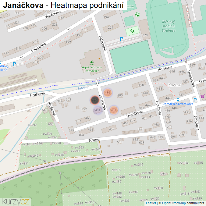 Mapa Janáčkova - Firmy v ulici.