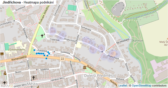 Jindřichova - mapa podnikání