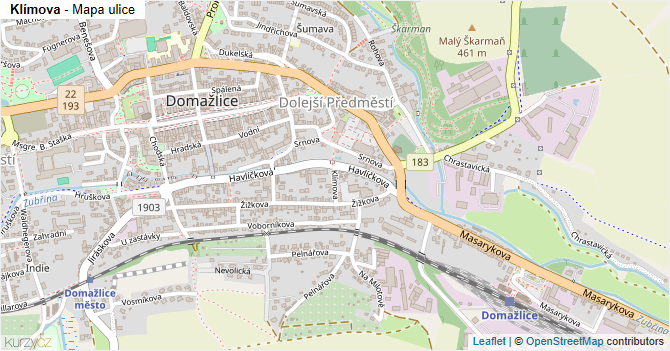 Klímova - mapa ulice