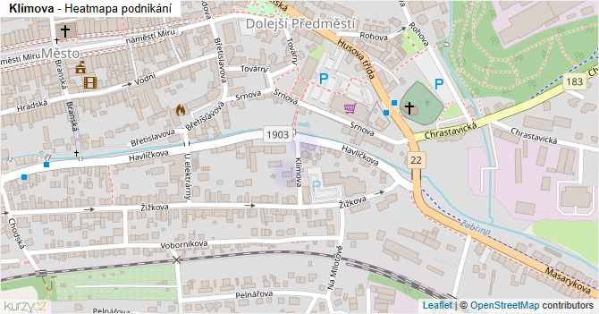 Klímova - mapa podnikání