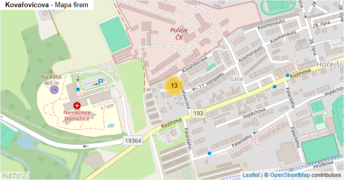 Kovařovicova - mapa firem
