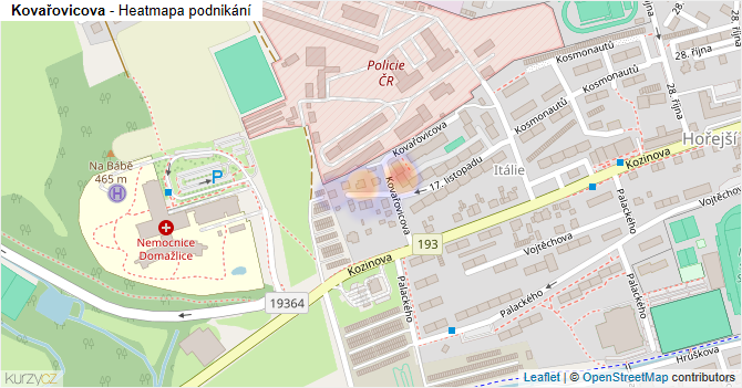 Kovařovicova - mapa podnikání