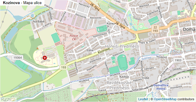 Kozinova - mapa ulice