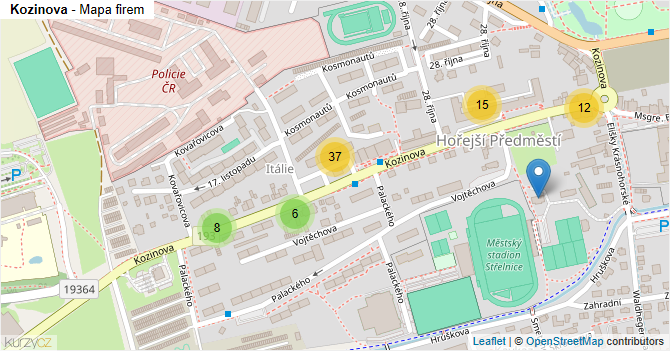 Kozinova - mapa firem