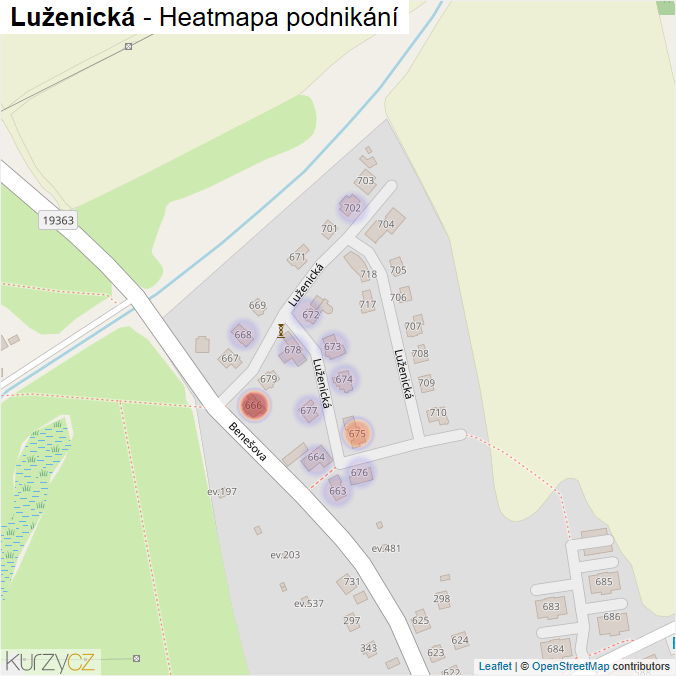 Mapa Luženická - Firmy v ulici.