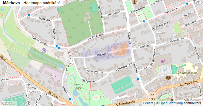Máchova - mapa podnikání
