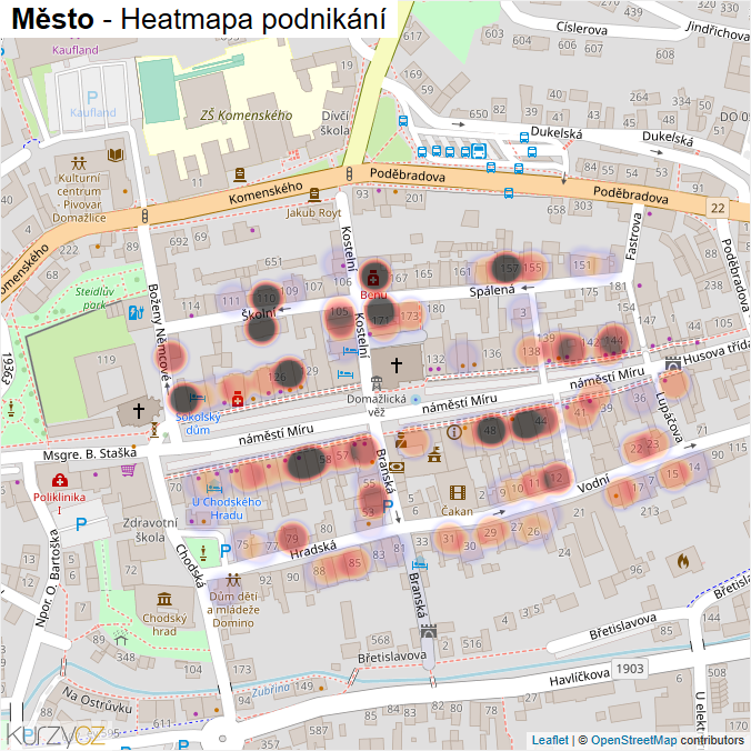 Mapa Město - Firmy v části obce.