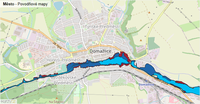Město - záplavové mapy stoleté vody