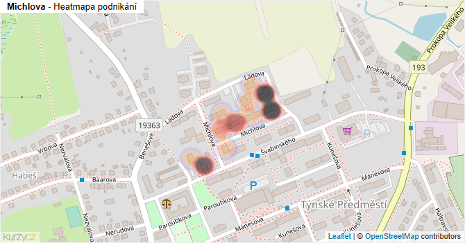 Michlova - mapa podnikání