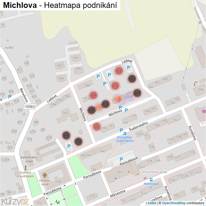 Mapa Michlova - Firmy v ulici.