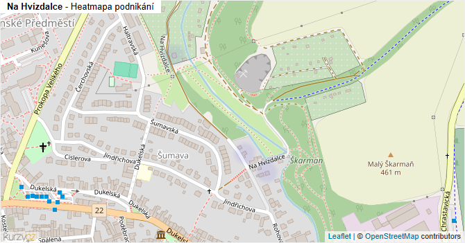 Na Hvízdalce - mapa podnikání