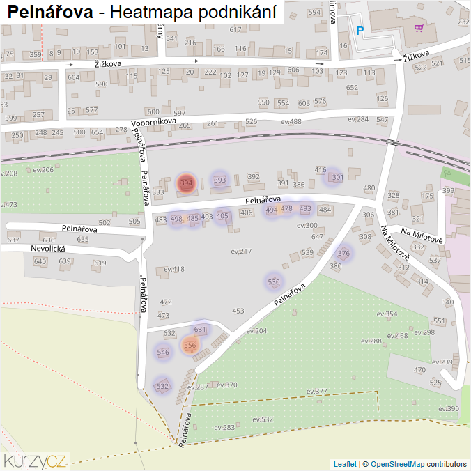 Mapa Pelnářova - Firmy v ulici.
