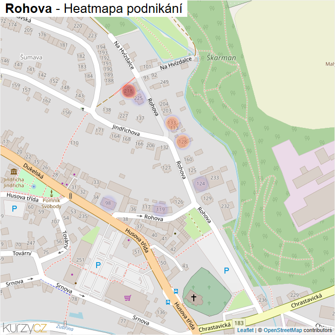 Mapa Rohova - Firmy v ulici.