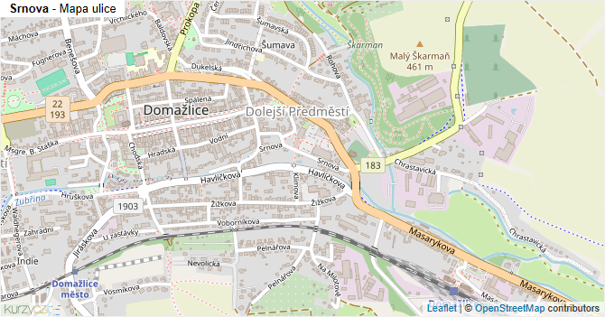 Srnova - mapa ulice