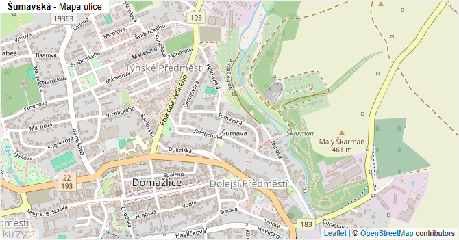 Šumavská - mapa ulice