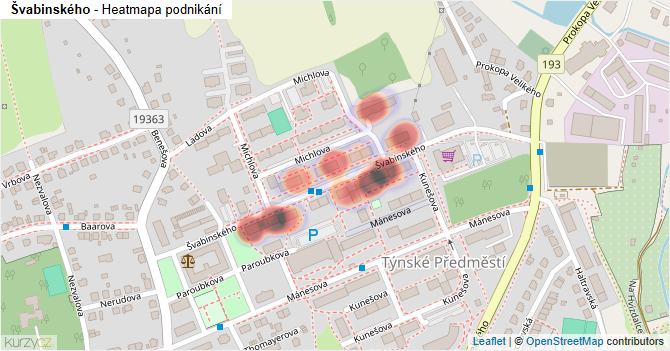 Švabinského - mapa podnikání