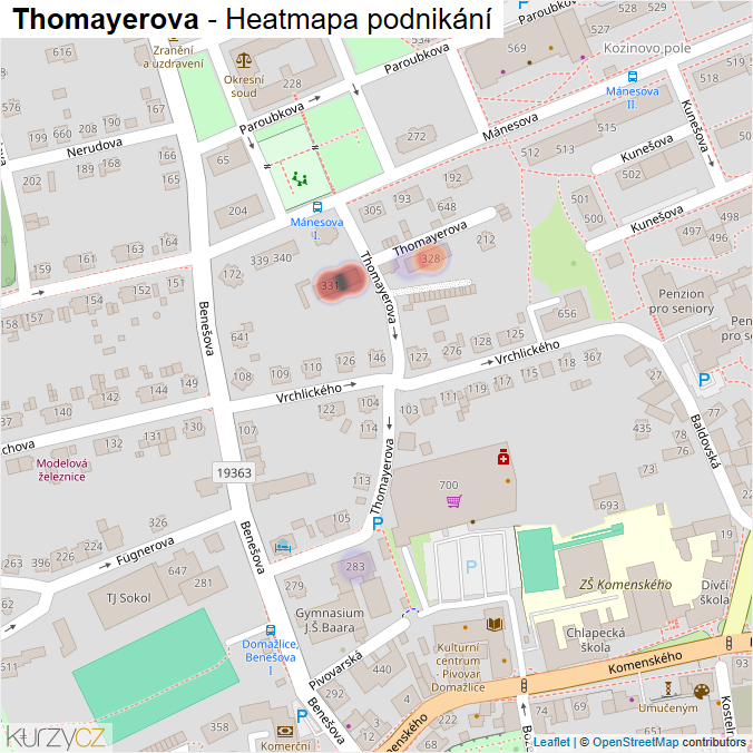 Mapa Thomayerova - Firmy v ulici.