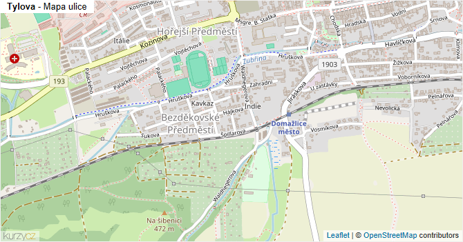 Tylova - mapa ulice