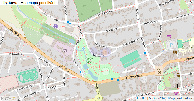 Tyršova - mapa podnikání