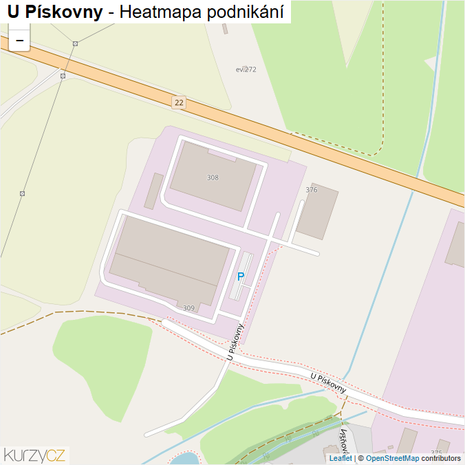 Mapa U Pískovny - Firmy v ulici.