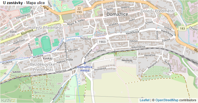 U zastávky - mapa ulice