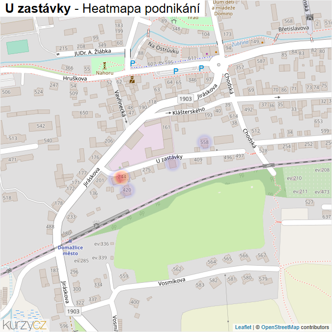 Mapa U zastávky - Firmy v ulici.