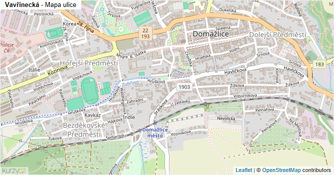 Vavřinecká - mapa ulice