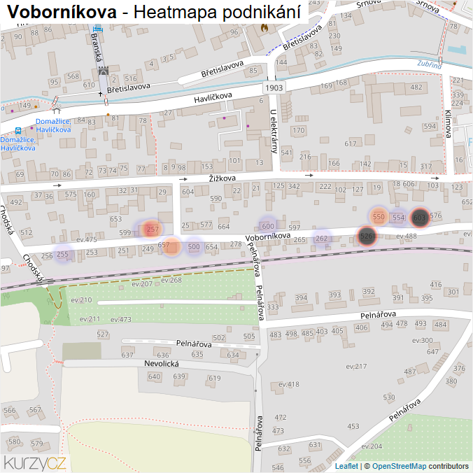 Mapa Voborníkova - Firmy v ulici.